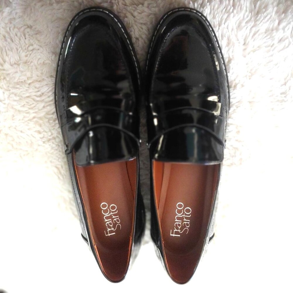 Franco Sarto Cassandra Platform Womens Preppy Academic ShIny Vinyl  Shoe 10 Y2k